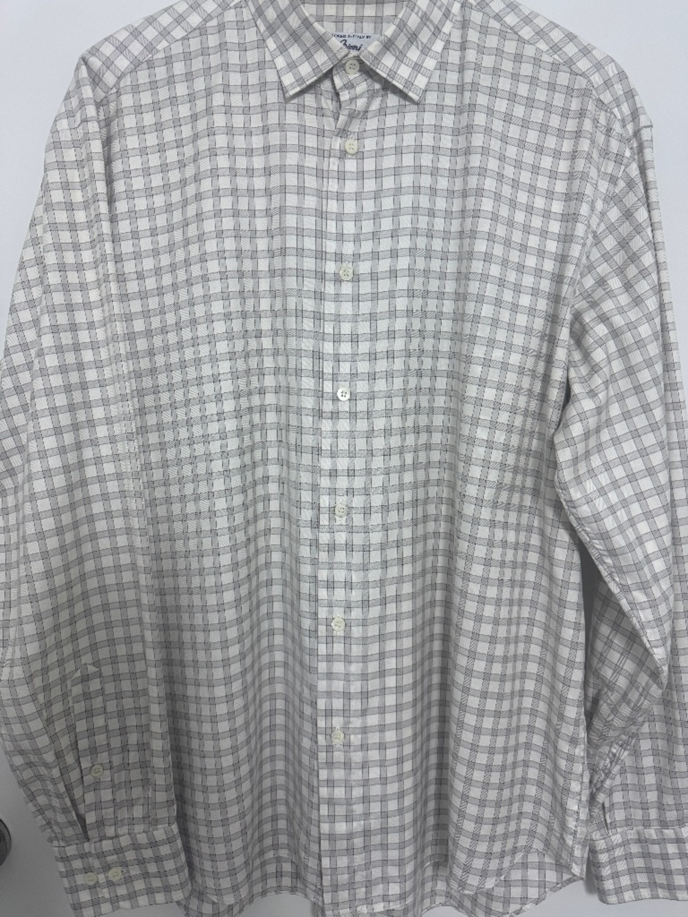 Brioni Luxury Italian Dress Shirt Gray Plaid Men’s Size 17 Quiet Luxury